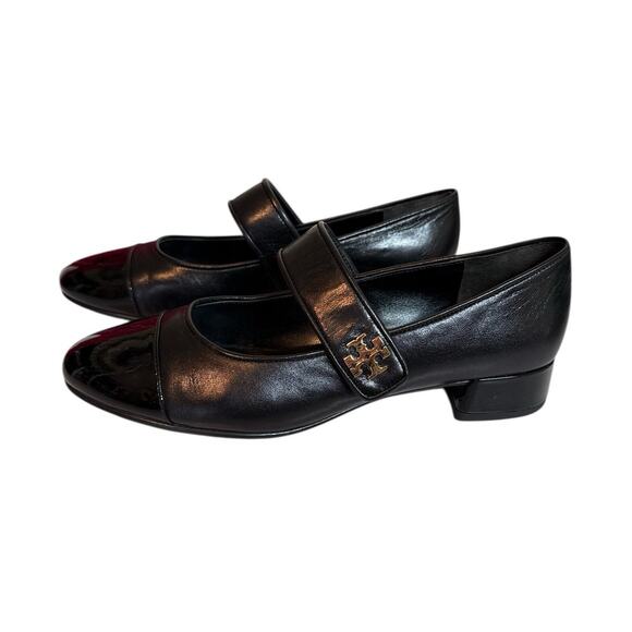 Tory Burch Women's Cap Toe Mary Jane Pump Low Heel Leather Classic Size 8 Black - Picture 2 of 8
